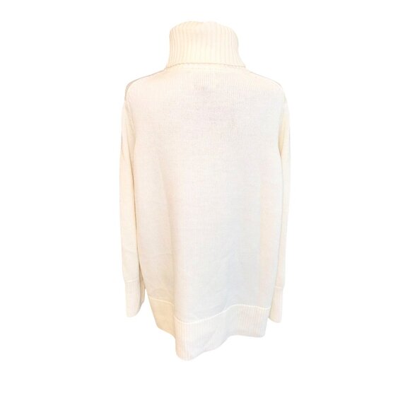 Tuckernuck Winter White Sophia Sweater Cream 100% Wool Turtleneck Gold Button L - Picture 3 of 11
